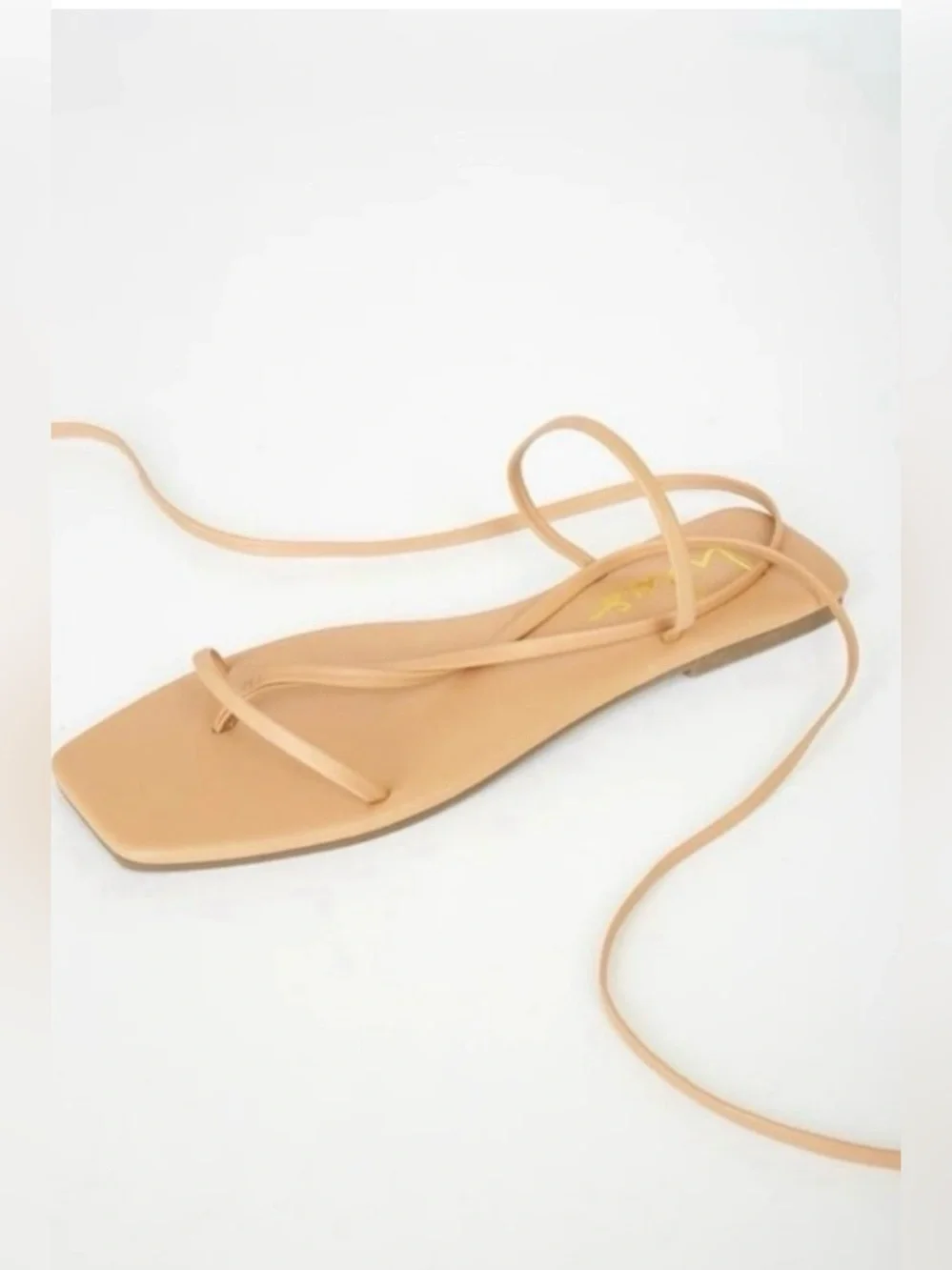 NIB Lulu’s Aisya Tan Lace-Up Flat Sandals 5.5